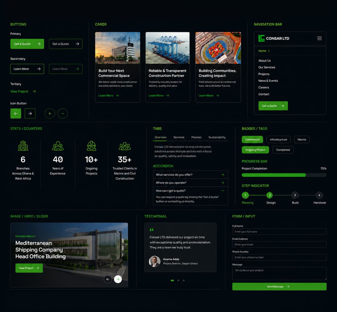 Consar — brand identity and website for a construction firm — 4
