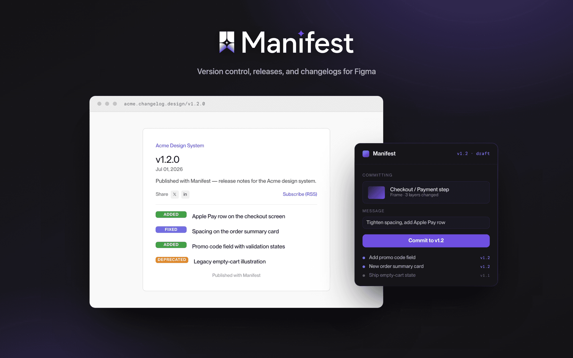 Manifest — version control, releases, and changelogs for Figma