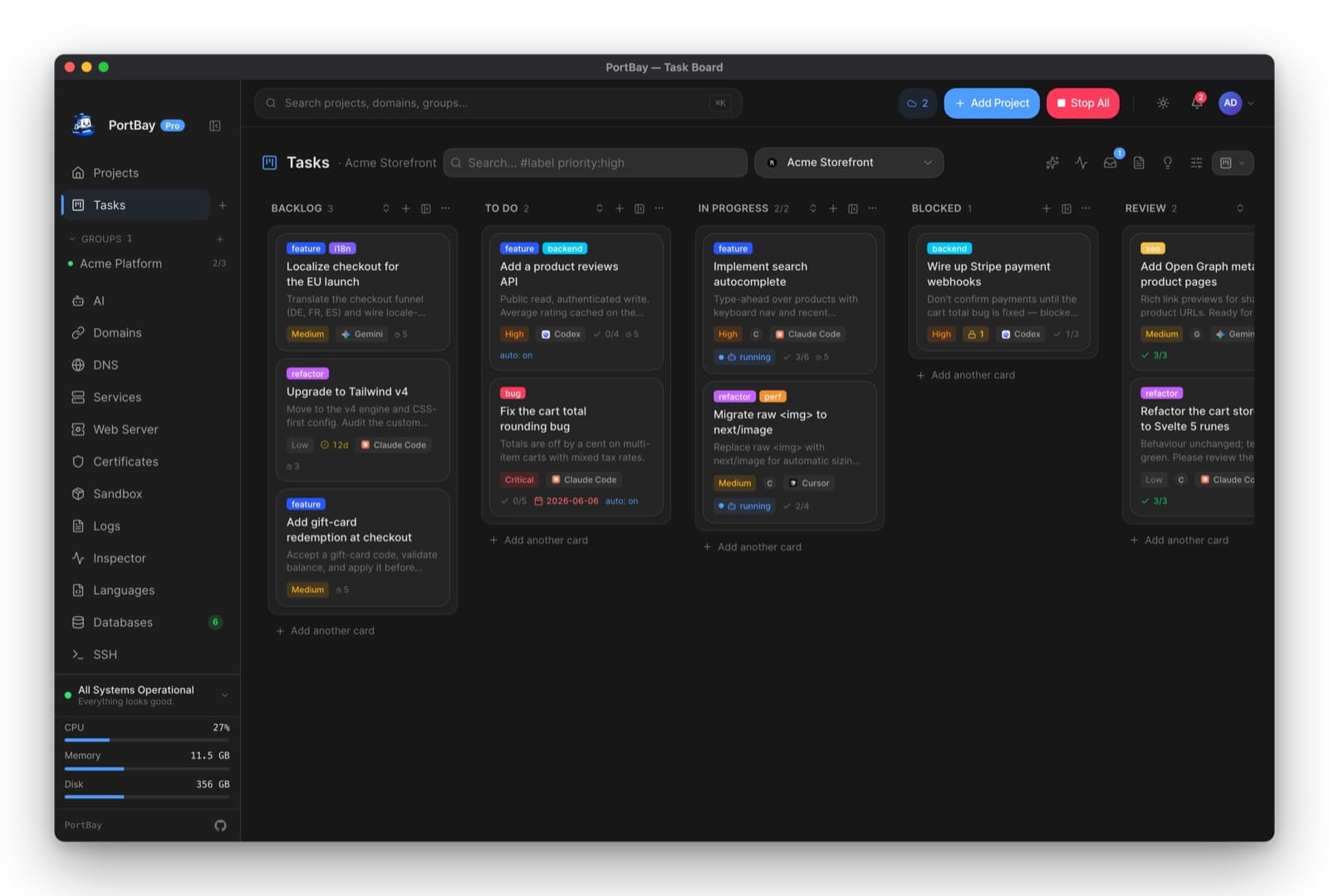 PortBay — local development environment manager for macOS — 2